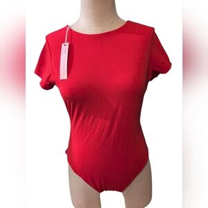 Nwt Vibrant Red Women's Bodysuit Qinsen Soft Slim Fit Xlarge